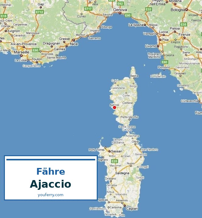 Fähren nach Ajaccio — Karte