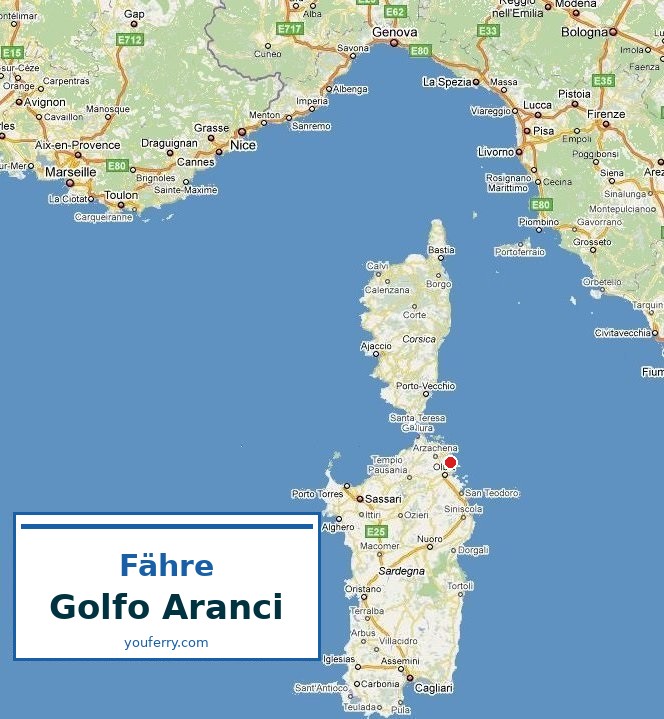Fähren nach Golfo Aranci — Karte