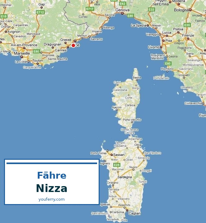 Fähren nach Nizza — Karte