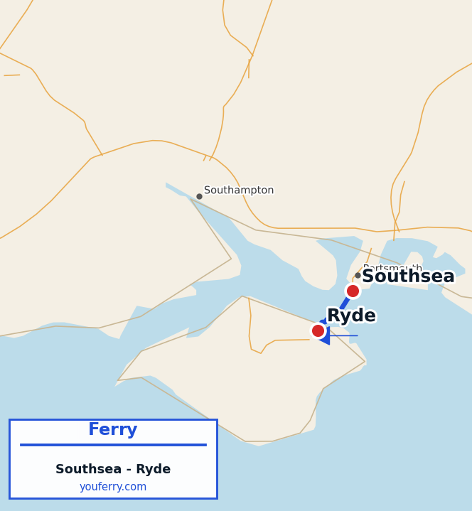 Map of the Southsea - Ryde ferry route