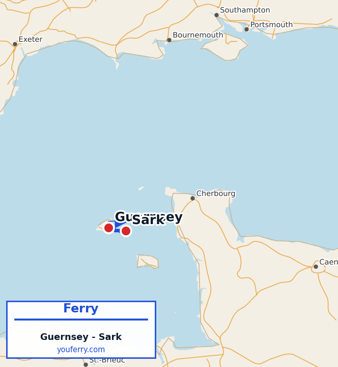 Map of the Guernsey - Sark ferry route